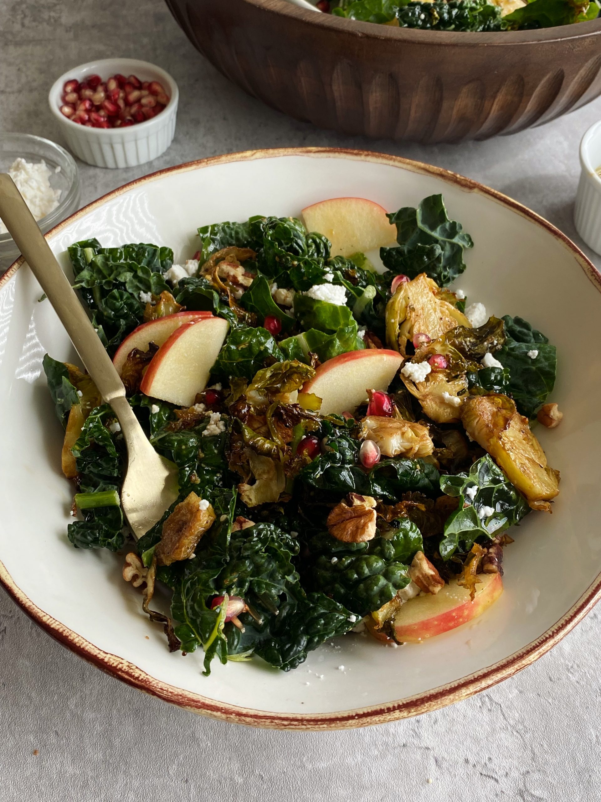 Fall Harvest Kale Salad with Roasted Brussels Sprouts - Something