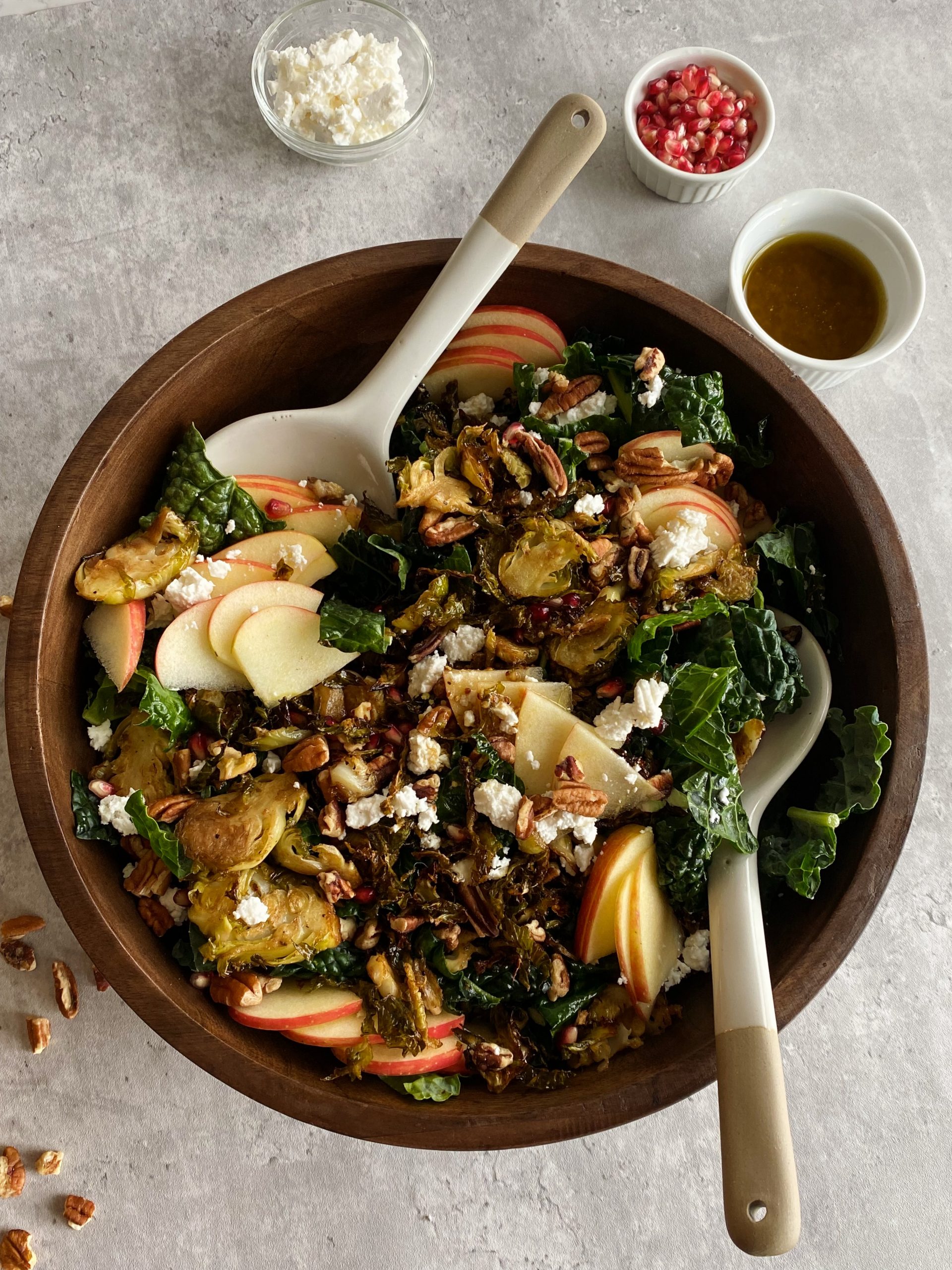 Fall Harvest Kale Salad with Roasted Brussels Sprouts - Something