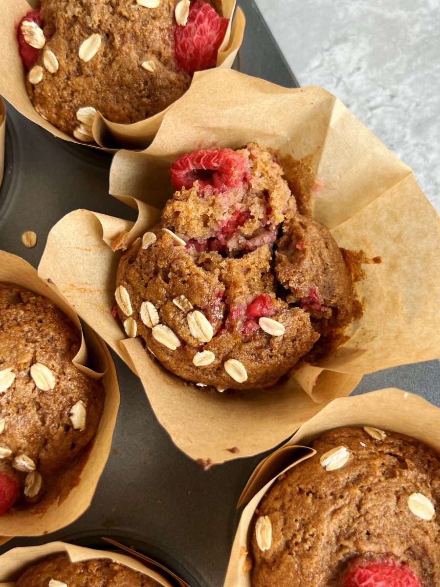 Spelt Flour Raspberry Muffins - Something Nutritious