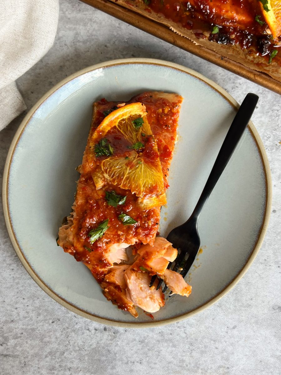 harissa date syrup salmon