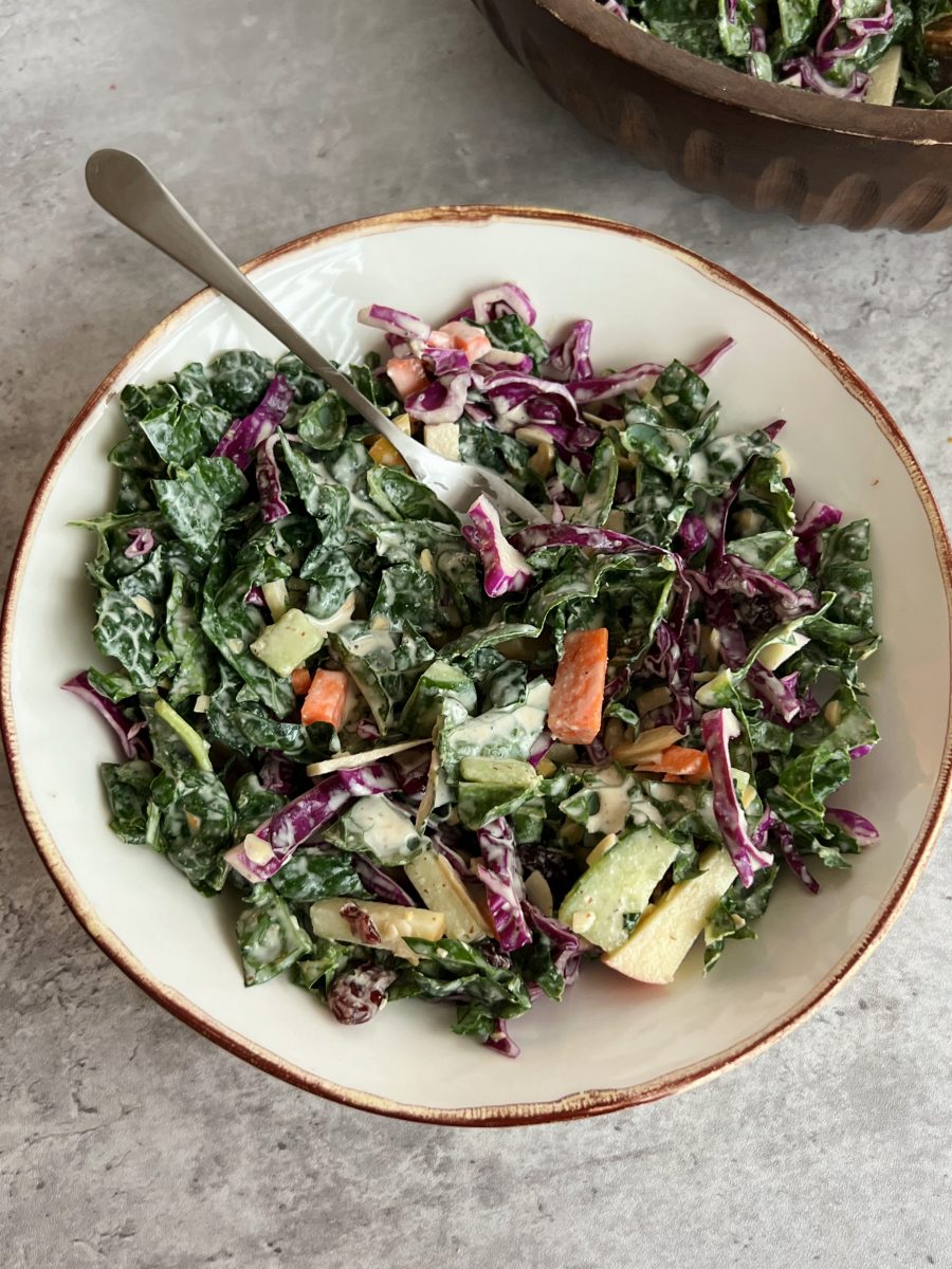 Chopped Kale Salad with Tahini Dressing - It's a Veg World After All®