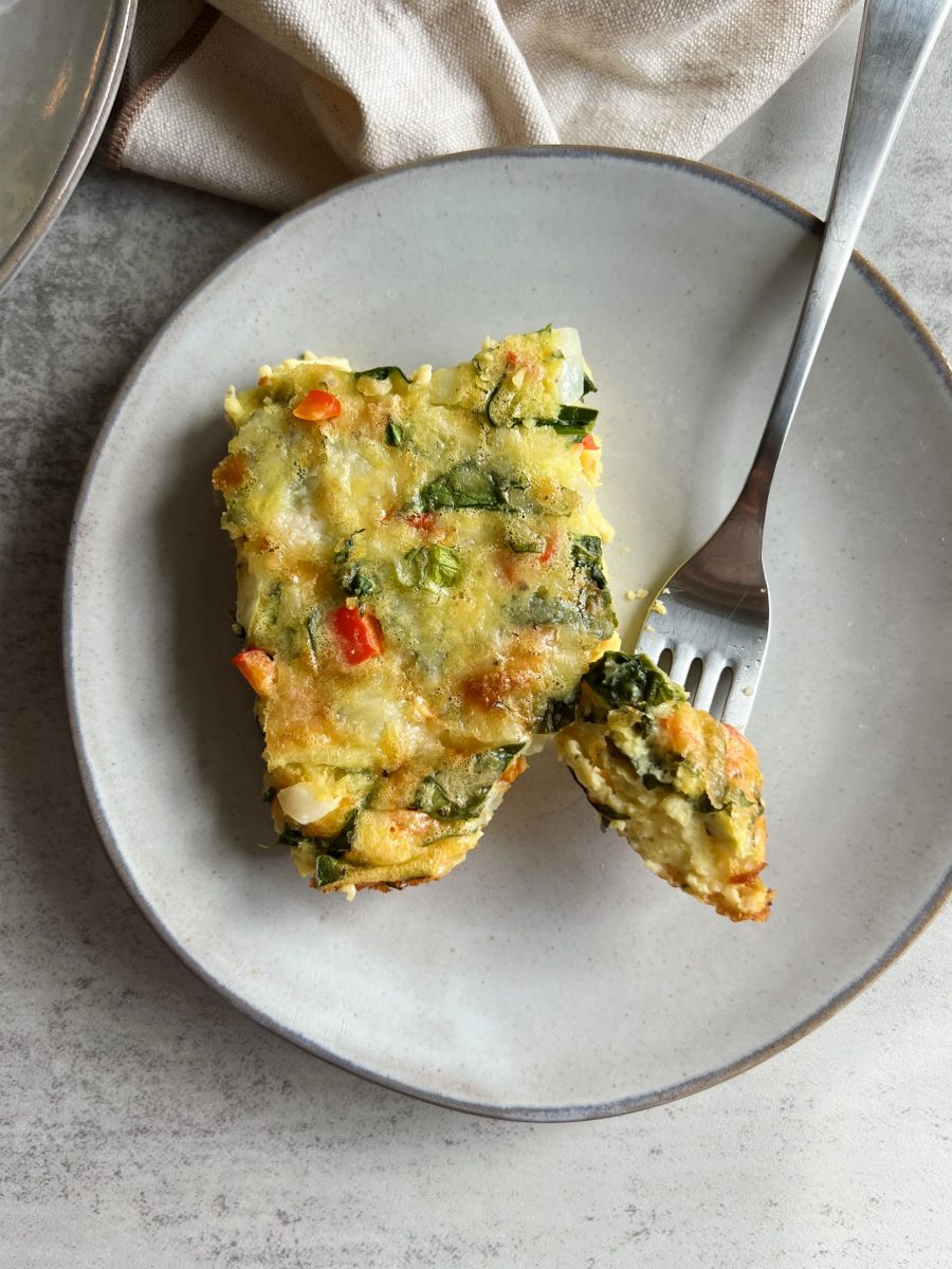 Roasted Veggie Pesto Frittata - Thyme for Honey