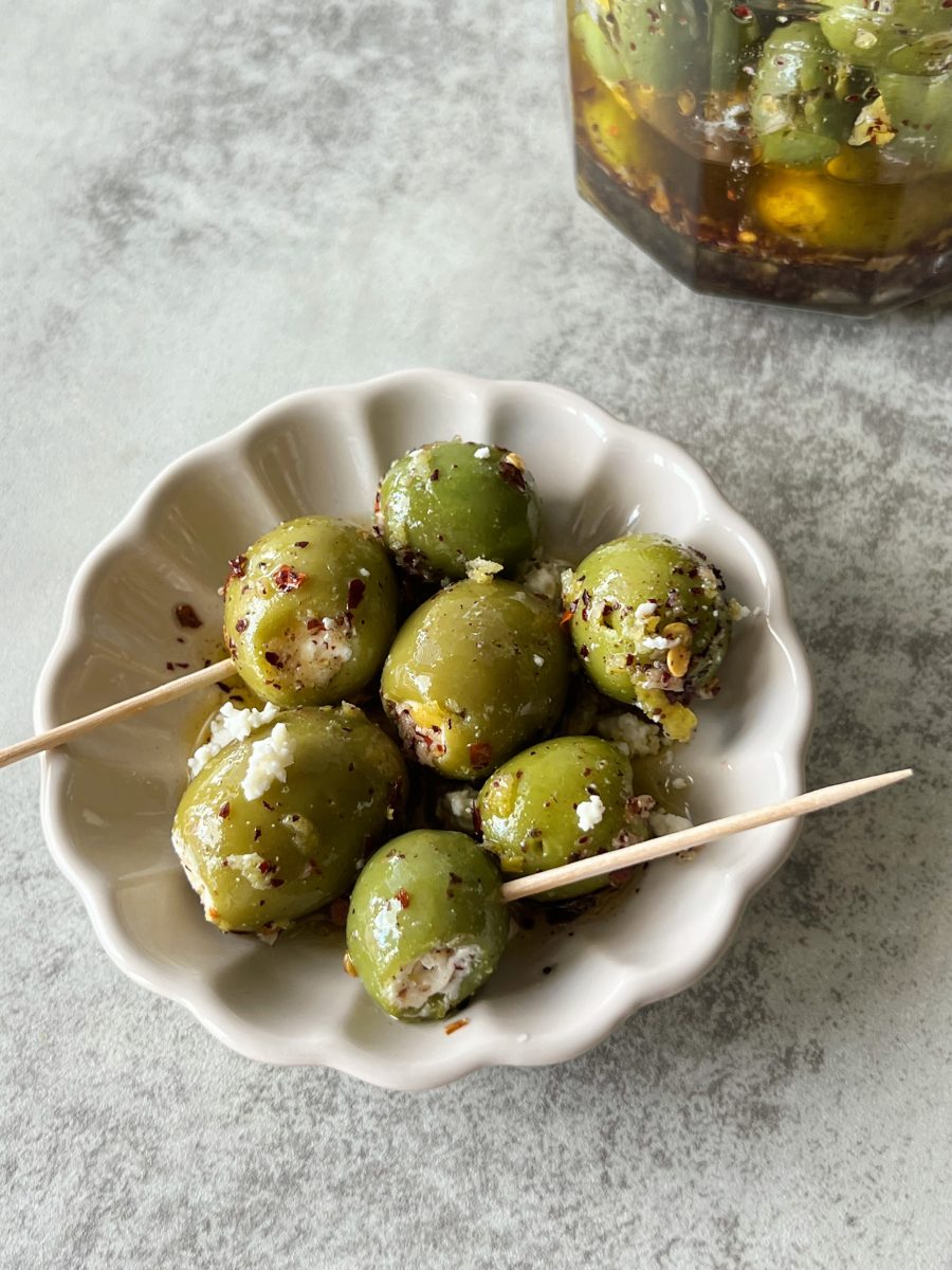 Spicy Feta Stuffed Olives - Something Nutritious