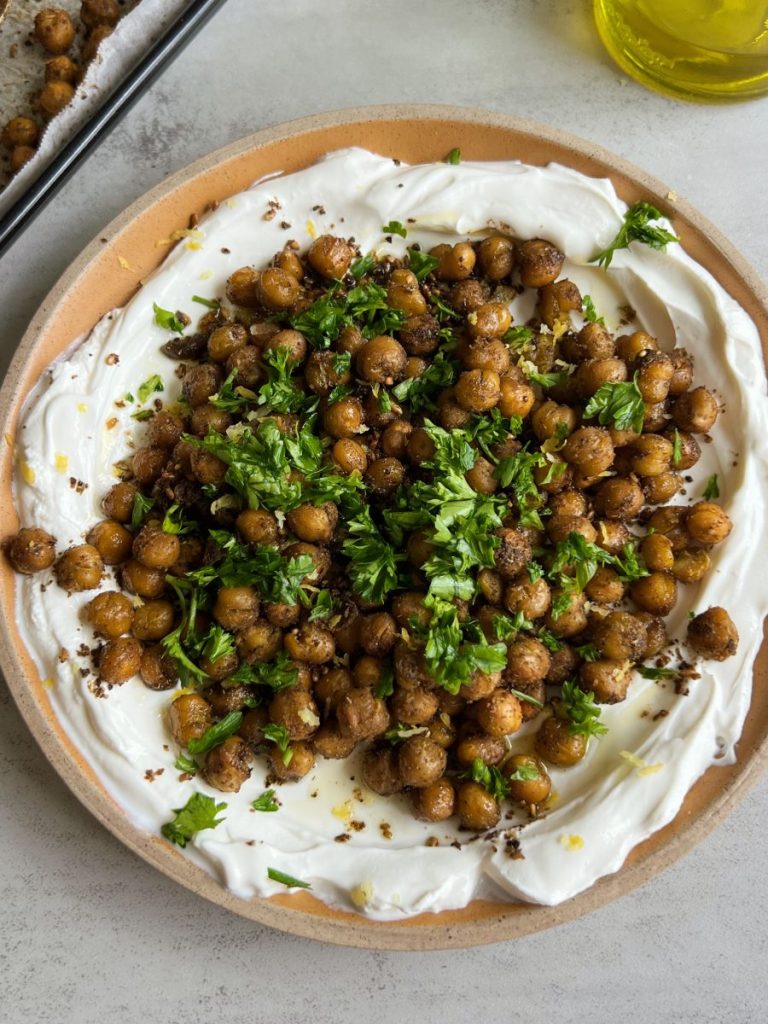 Za'atar Roasted Chickpeas and Labneh - Something Nutritious