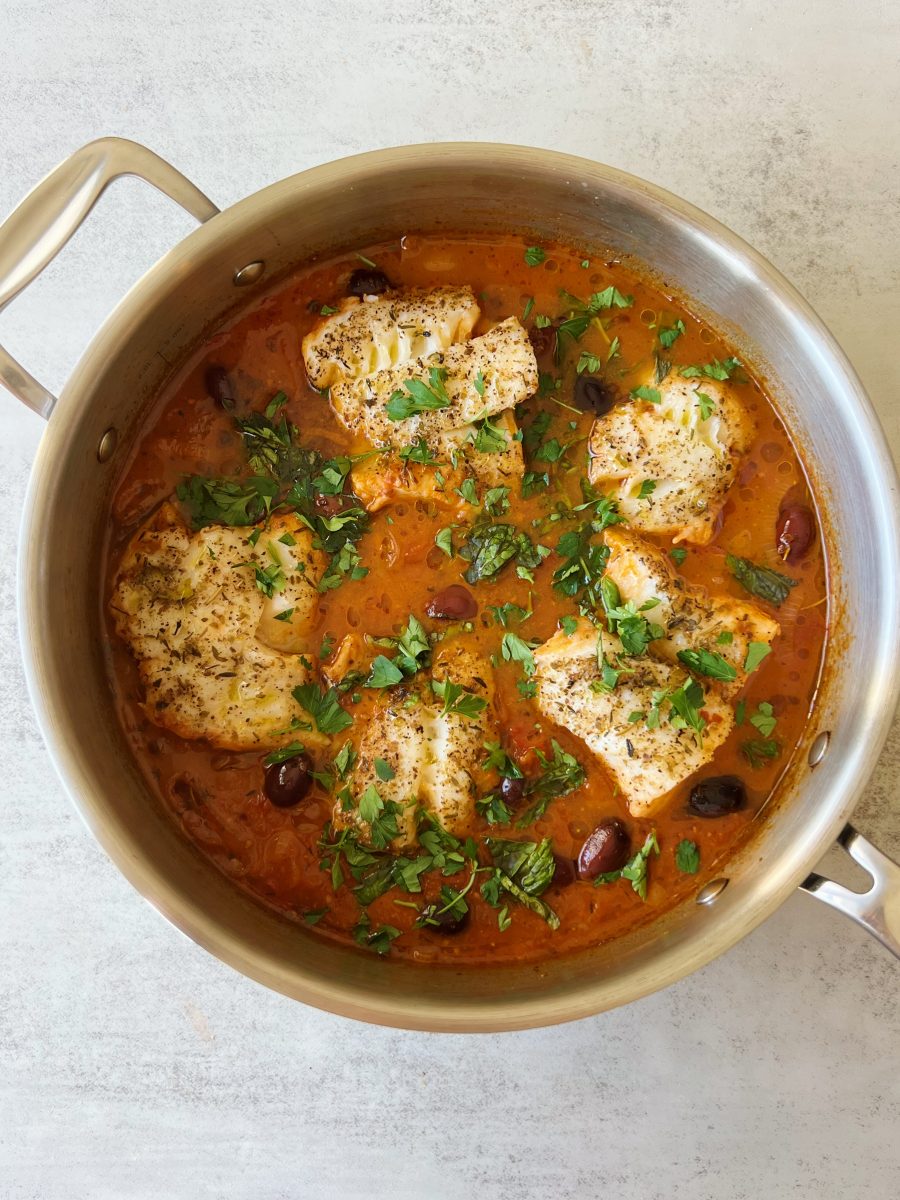 Poached Cod in Tomato Sauce - Something Nutritious